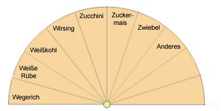 Pendeltafel für die Bestimmung von Gemüse